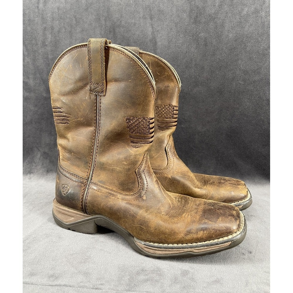 Ariat Youth WorkHog Pull On Western Work Boots Brown Leather US 3 EUR 34